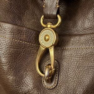 Dooney & Bourke Elephant Brown Florentine Leather Logo Lock Tote Bag